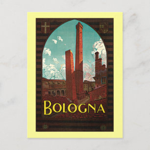Antikes Reiseplakat, Bologna, Italien Postkarte
