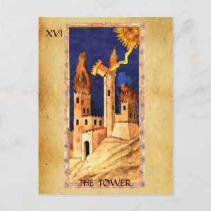 ANTIKES RENAISSANCE-TAROT 16 / DER TURM POSTKARTE
