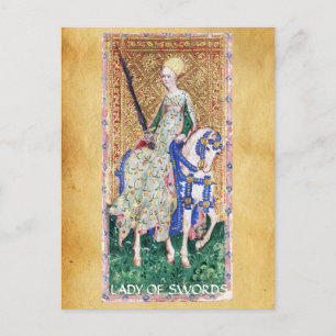 ANTIKES RENAISSANCE-TAROT / DAMEN DER SCHWERTER POSTKARTE
