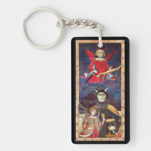 ANTIKES RENAISSANCE-TAROT,DER TEUFEL RUBIN-MONOGRA SCHLÜSSELANHÄNGER