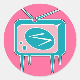 Antikes Retro-Fernsehgerät Runder Aufkleber