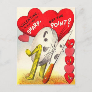 Antikes Retro-Messer und Schleifstein Valentinstag Feiertagspostkarte