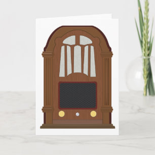 Antikes Röhrenradio-Radio im Vintage-Stil aus Holz Karte