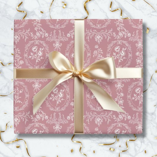 Antikes Rokoko-Blumen-Blumenmuster Geschenkpapier