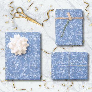 Antikes Rokoko-Blumenmuster Geschenkpapier Set