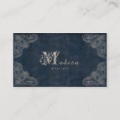 Antikes Rolle-Visitenkarte-Innenarchitektur-Blau Visitenkarte (Rückseite)