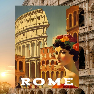 Antikes Rom Italien Reise Colosseum Dame Postkarte