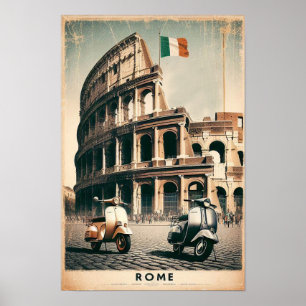 Antikes Rom Vespa und Kolosseum Poster