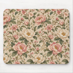 Antikes romantisches Pfingstrosen- und Rosengarten Mousepad