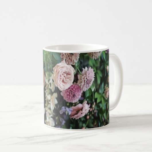 Antikes Romantisches Verstaubtes Rosa Feines Kunst Kaffeetasse (VorderseiteRechts)