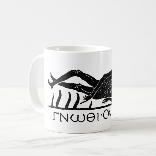 Antikes römisches Artifakt Know Thyself Skelett Kaffeetasse (Vorderseite Links)