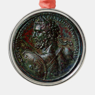 ANTIKES RÖMISCHES BRONZEmedaillon SEPTIMUS SEVERU Silbernes Ornament