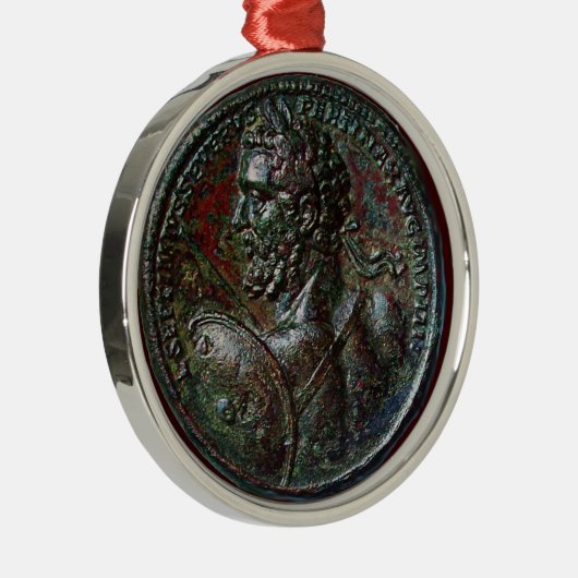 ANTIKES RÖMISCHES BRONZEmedaillon SEPTIMUS SEVERUS Silbernes Ornament (Rechts)