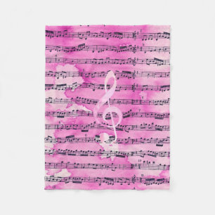 Antikes rosa Aquarell klassischer Notenschlüssel M Fleecedecke