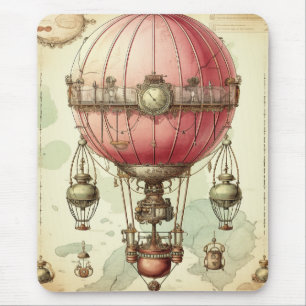 Antikes rosa Ballon-Luftschiff viktorianisch Mousepad