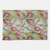 Antikes rosa Blumen- und Blattmuster Geschirrtuch (Horizontal)