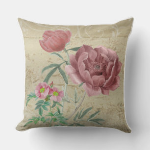 Antikes rosa Blumenkissen Elegantes Cottage Gard Kissen