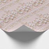 Antikes Rosa Blumenmuster Geschenkpapier (Ecke)