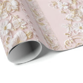 Antikes Rosa Blumenmuster Geschenkpapier (Rolleneckpunkt)