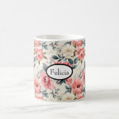Antikes Rosa Blumenmuster Kaffeetasse (Mittel)