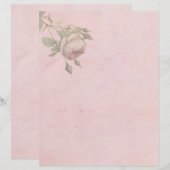 Antikes rosa Blumenpapierblatt (Vorne/Hinten)