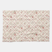 Antikes Rosa Blumenrastermuster Geschirrtuch (Horizontal)