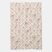 Antikes Rosa Blumenrastermuster Geschirrtuch (Vertikal)