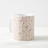 Antikes Rosa Blumenrastermuster Kaffeetasse (Vorderseite Links)