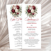 Antikes Rosa-Burgunder-Hochzeitsprogramm mit Blume Programm