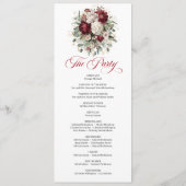 Antikes Rosa-Burgunder-Hochzeitsprogramm mit Blume Programm (Rückseite)