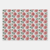 Antikes rosa Dahlien-Blumenmuster Geschenkpapier Set (Vorderseite 3)