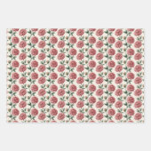 Antikes rosa Dahlien-Blumenmuster Geschenkpapier Set (Vorderseite 2)