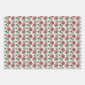 Antikes rosa Dahlien-Blumenmuster Geschenkpapier Set (Vorderseite)