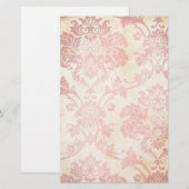 Antikes Rosa Damast Briefpapier (Vorne/Hinten)