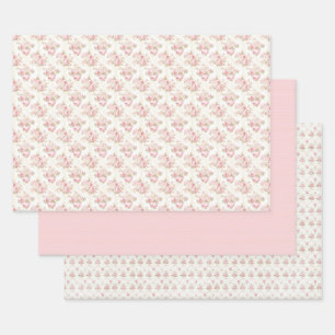 Antikes rosa florales Coquette-Geschenkpapier Geschenkpapier Set