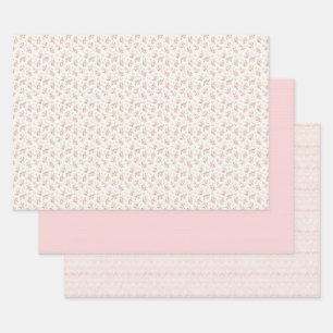 Antikes rosa florales Coquette-Geschenkpapier Geschenkpapier Set