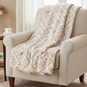 Antikes Rosa Florales Gittermuster Sherpadecke