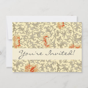 Antikes Rosa Grau Botanisch Floral Einladung