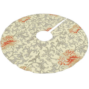 Antikes Rosa Grau Botanisch Floral Polyester Weihnachtsbaumdecke
