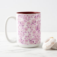 Antikes Rosa Lila Blumenmuster Tasse