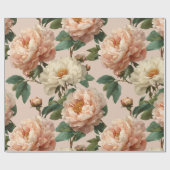 Antikes Rosa Pfingstrose Creme Blumenmuster Geschenkpapier (Flach)
