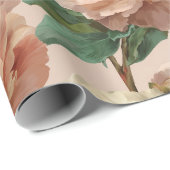 Antikes Rosa Pfingstrose Creme Blumenmuster Geschenkpapier (Rolleneckpunkt)