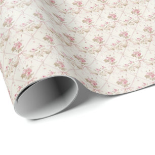 Antikes rosa Rosen Coquette Geschenkpapier