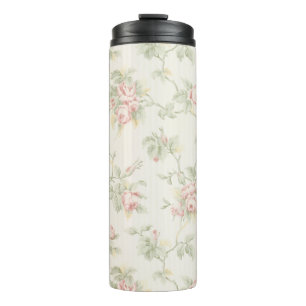 Antikes Rosa-Rosen-Cottagecore-Blumenmuster Thermosbecher