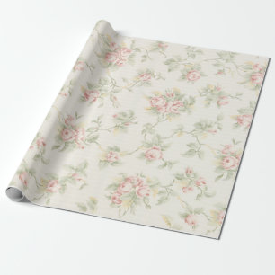 Antikes Rosa-Rosen-Landhaus-Blumenmuster Geschenkpapier