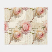 Antikes Rosa-Rosen-Schriftmuster Fleecedecke (Vorderseite (Horizontal))