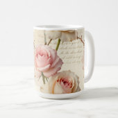 Antikes Rosa-Rosen-Schriftmuster Kaffeetasse (VorderseiteRechts)