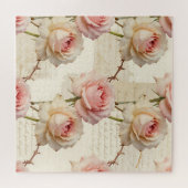 Antikes Rosa-Rosen-Schriftmuster Puzzle (Horizontal)