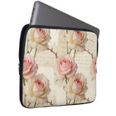 Antikes Rosa Rosen Schriftzugmuster Laptopschutzhülle (Vorne Rechts)