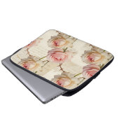 Antikes Rosa Rosen Schriftzugmuster Laptopschutzhülle (Vorne Knopf)